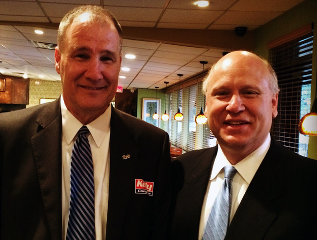 Congressman Trent Kelly is pictured here with Grant Fox at the Kelly for Congress Fundraiser at Bravo Restaurant on April 13, 2015, in Jackson, Mississippi.